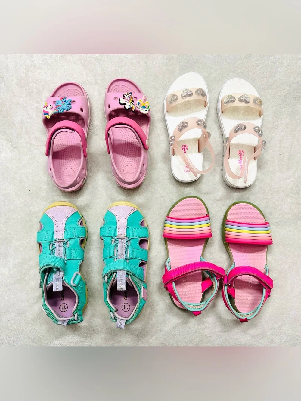 Big lot Girls Shoes,Sandals Size US 11/12 CROCS,Pixie Bloom Excellent Condition